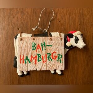 Chick-fil-A Christmas Ornament COW BAH HAMBURGR - Rare Sold Out Collectible